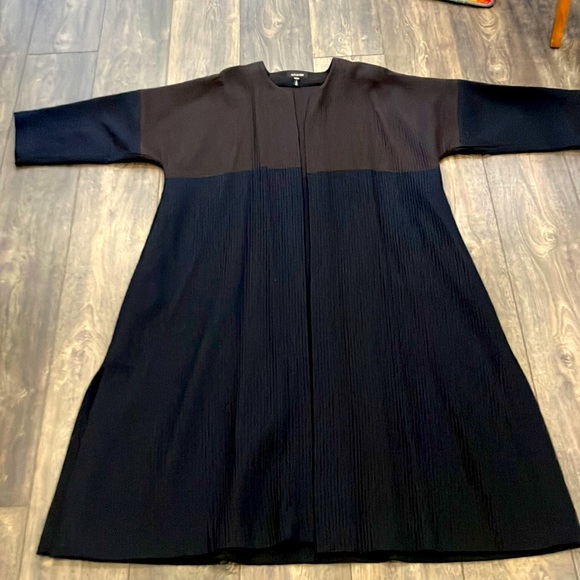 🆕ESKANDAR BERGDORF GOODMAN Size 0 Brown & Black Ribbed Coatigan - Picture 2 of 11